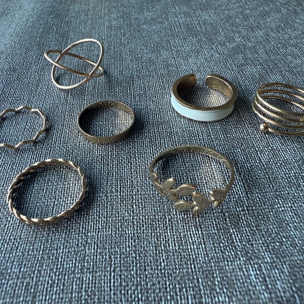 7pcs golden ring set